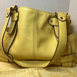 Tignanello yellow leather hand bag, (purse, satchel)